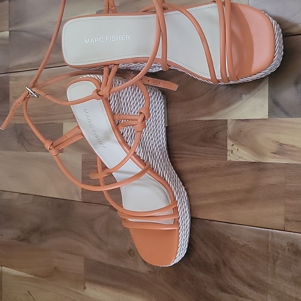 Marc Fisher Orange Summer Espadrille Wedge Sandal 7.5